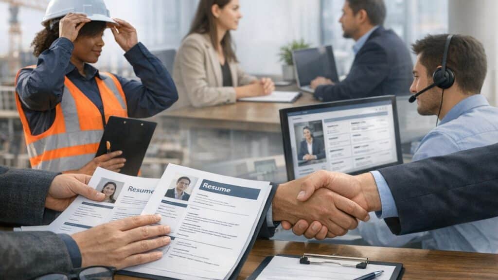 Illustration éditoriale sur intérim et recrutement